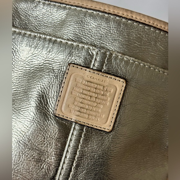 Coach Swingpack East Metallic Silve Crossbody Bag Leather Trim Adjustable Strap - Picture 4 of 13